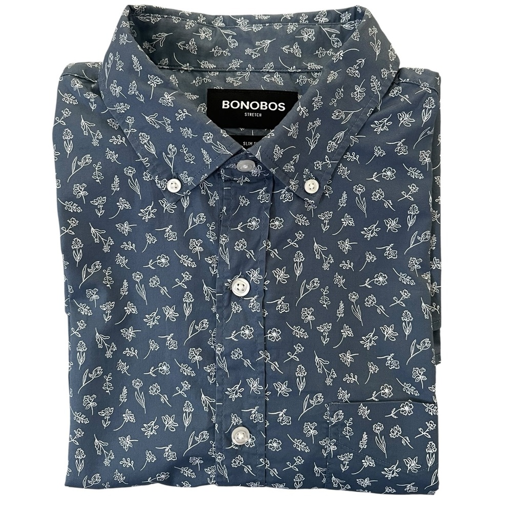 Bonobos Blue Floral Casual Button Down Shirt